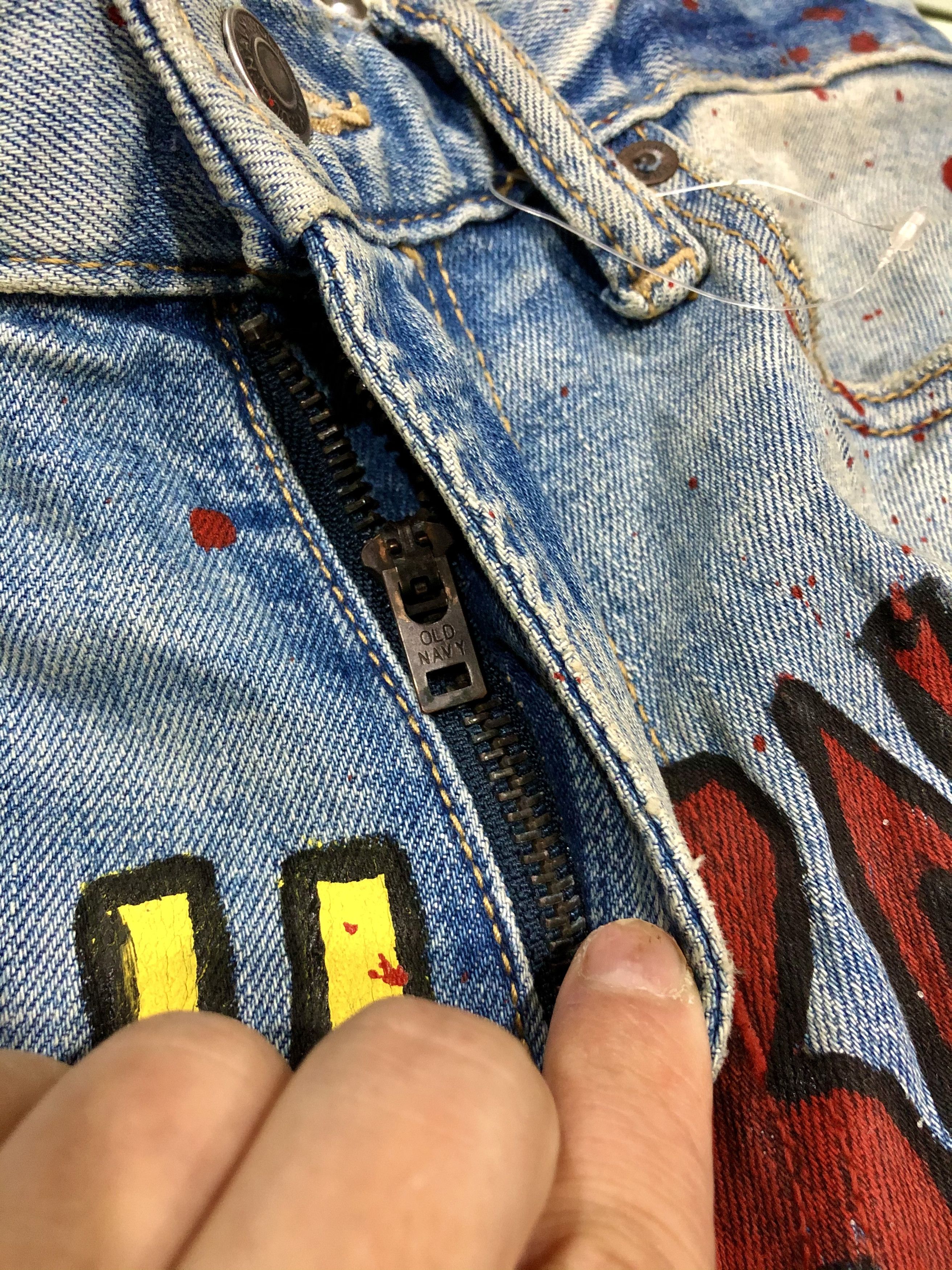 Anime Dragon Ball Z Distressed Jeans Custom Handmade By Pop Up LA Size US 32 / EU 48 - 14 Thumbnail