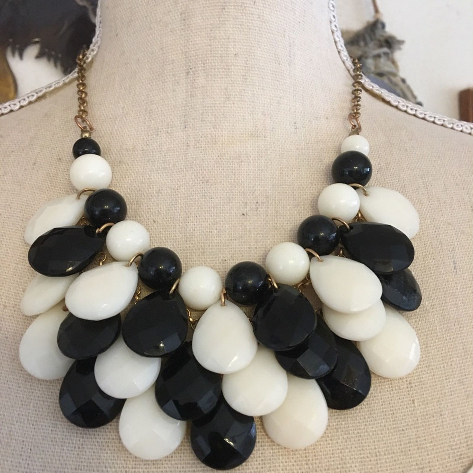 Jewelry Black and white multi layer beaded necklace Size ONE SIZE - 1 Thumbnail