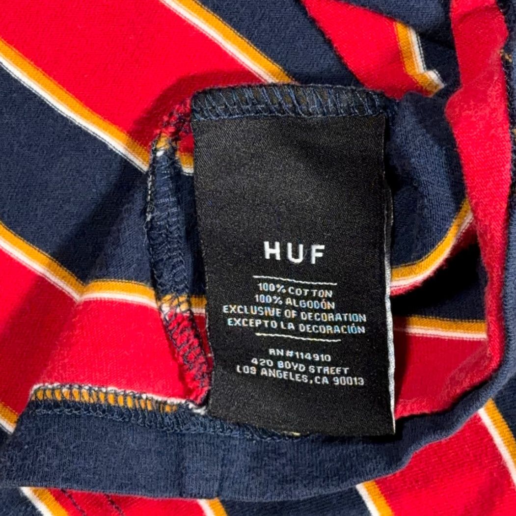 Huf HUF Shirt Adult LARGE Blue Red Yellow Striped Logo LS T-Shirt Crew Neck Cotton Long Sleeve Vintage? Size US L / EU 52-54 / 3 - 5 Thumbnail