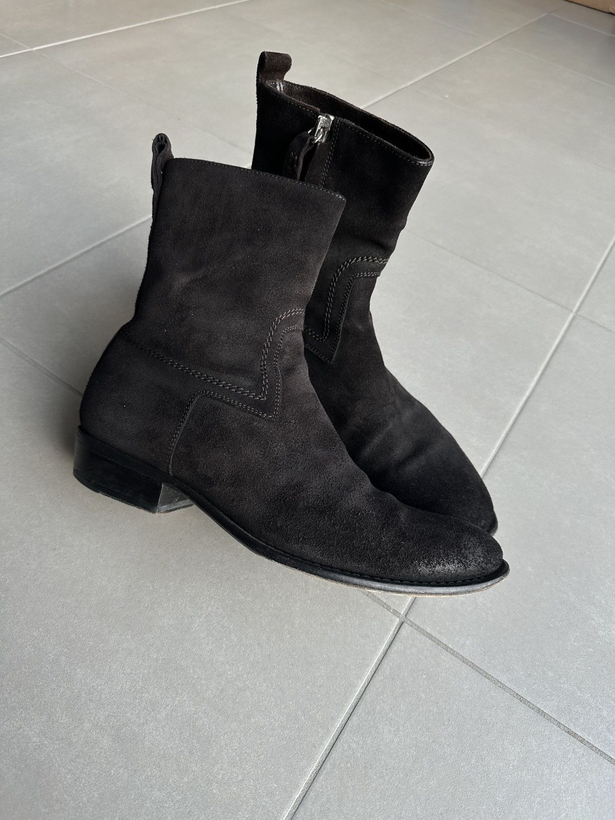 Dior × Hedi Slimane Dior Homme AW07 “Navigate” western cuban heel suede boots Size US 9 / EU 42 - 3 Thumbnail