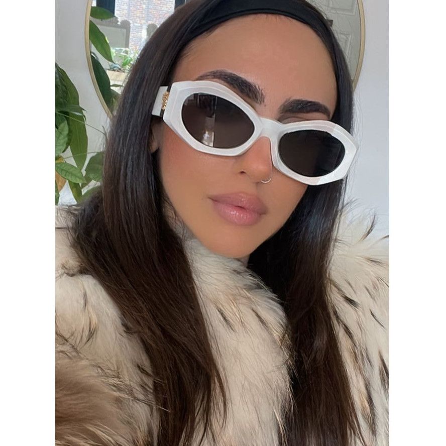 image of New Versace Ve4466 White Cat Eye Sunglasses, Men's