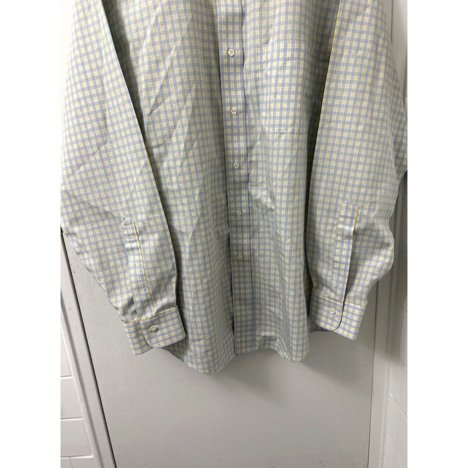 Brooks Brothers Brooks Brothers Classic Dress Shirt Mens 16 L/S Oxford Check Blue Yellow 100% Cotton Slim/Regular Fit Men’s Shirt Mens Mens Navy Blues Size US L / EU 52-54 / 3 - 3 Thumbnail