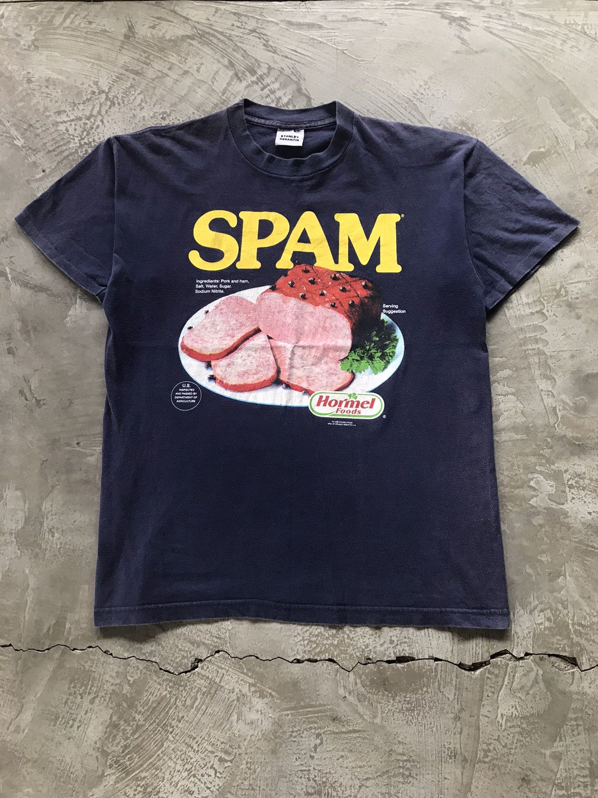 image of Vintage 90's “Spam” Promo Tee in Navy, Men's (Size Large)