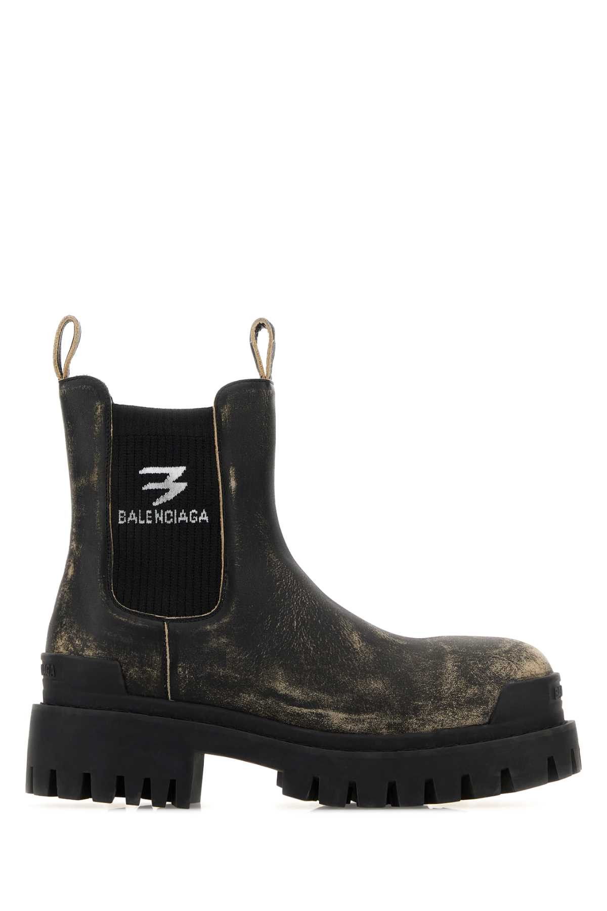 Balenciaga Black Leather Strike Chelsea Ankle Boots Size US 10 / IT 40 - 1 Thumbnail