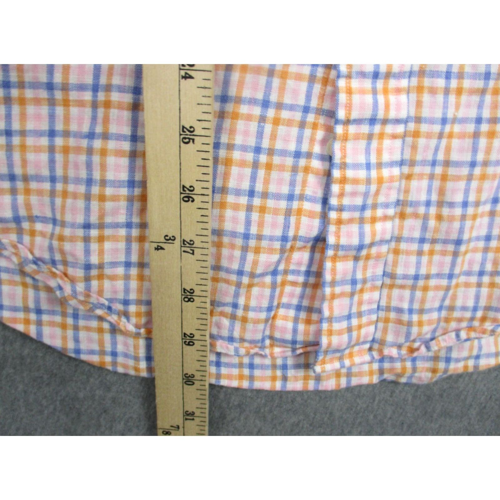 Brooks Brothers Brooks Brothers Shirt Mens Medium Pink Orange Blue Plaid Linen Button Down Size US M / EU 48-50 / 2 - 5 Thumbnail