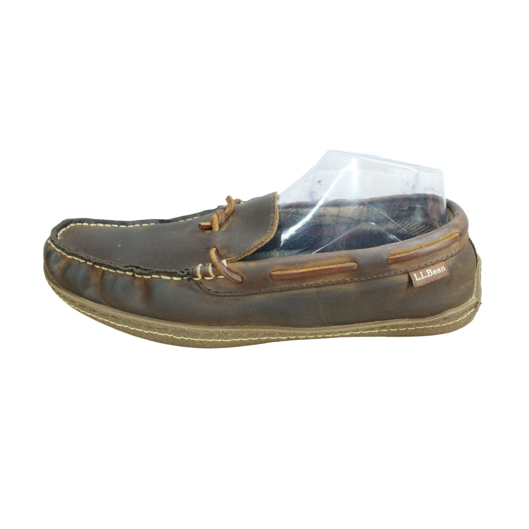L.L. Bean LL Bean Men's Brown Leather Handsewn Flannel Lined Slippers Size US 10 / EU 43 - 1 Thumbnail