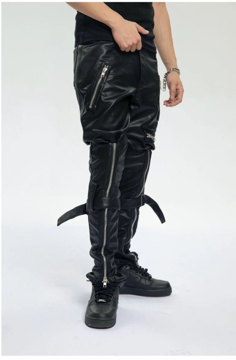 Leather × Vintage Cool Black Pu Leather Pants Men Size US 32 / EU 48 - 5 Thumbnail