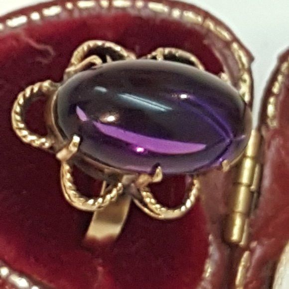Other Antique 14k Yellow Gold Genuine Amethyst Filigree Ring Size ONE SIZE - 7 Thumbnail