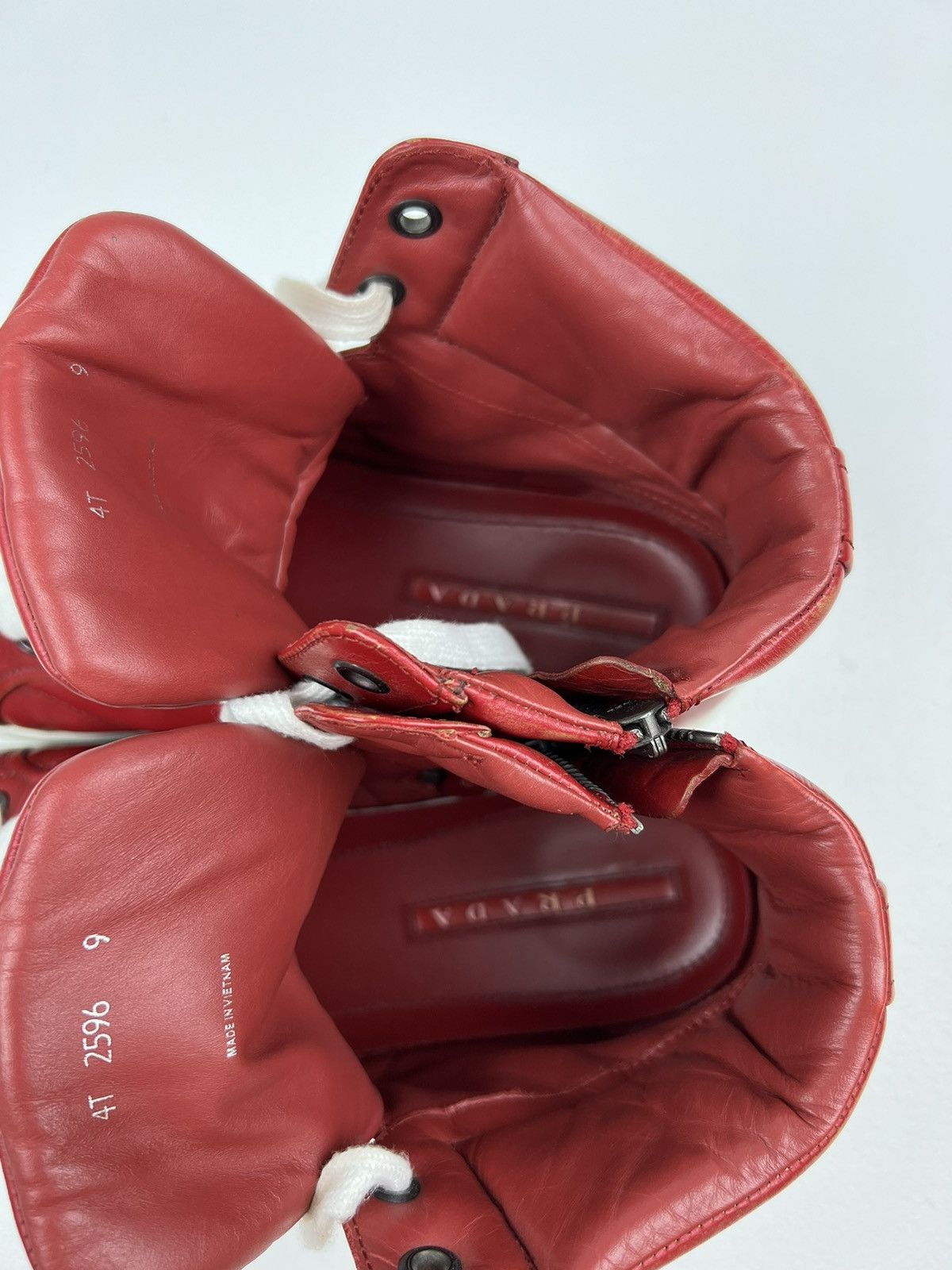 Prada PRADA Sneakers Hi Top Leather Shoes Side Zip Red Tab Logo Size US 10 / EU 43 - 21 Thumbnail