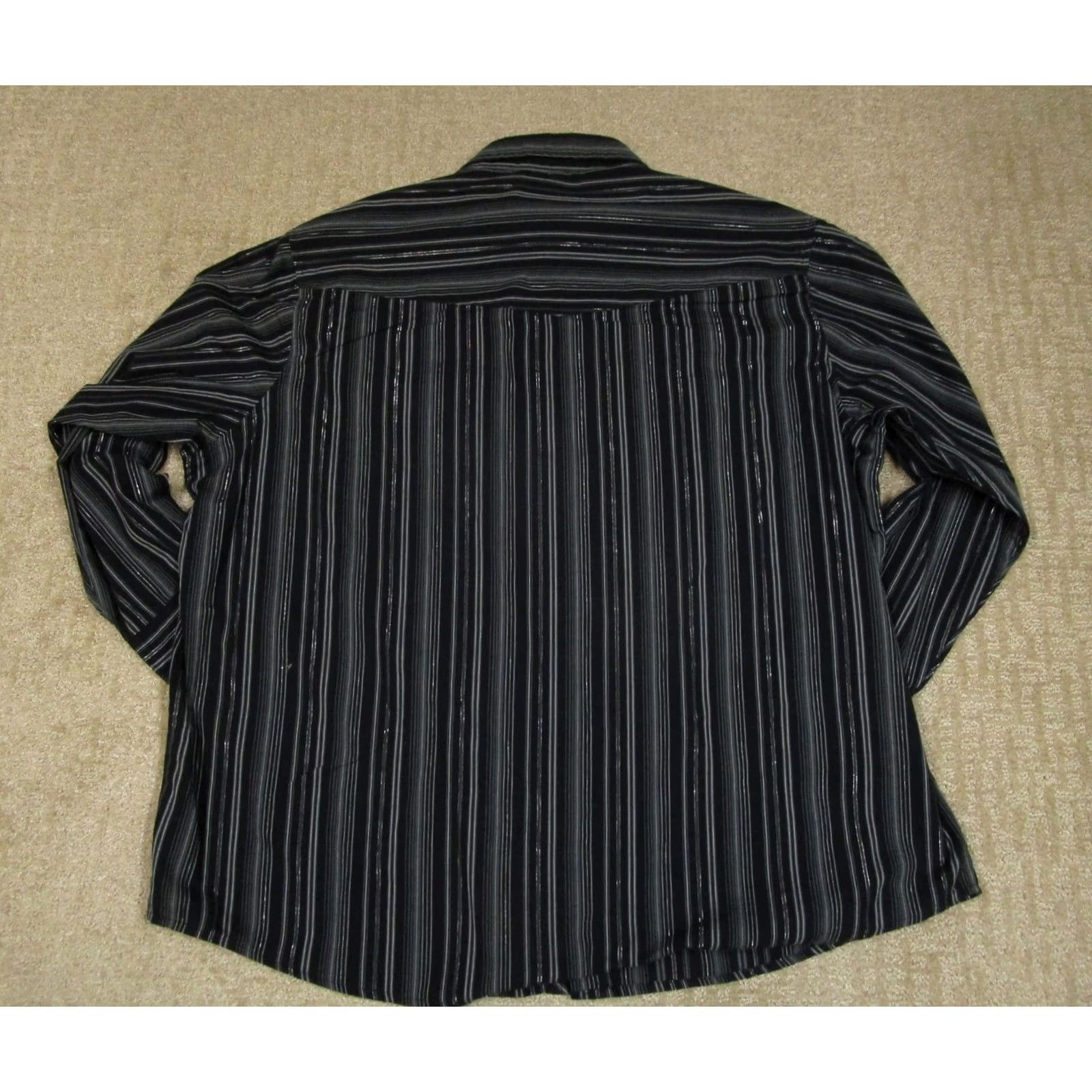 Wrangler Wrangler Shirt Men 2XL Black Striped Long Sleeve Pearl Snap Western Casual Size US XXL / EU 58 / 5 - 3 Thumbnail