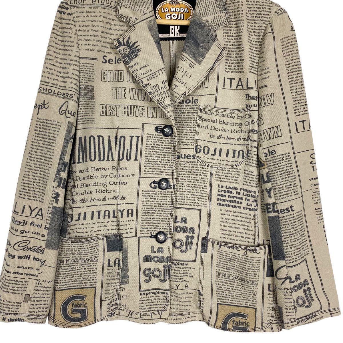 Japanese Brand LA MODA GOJI OVERPRINT BUTTON COAT Size US M / EU 48-50 / 2 - 5 Thumbnail