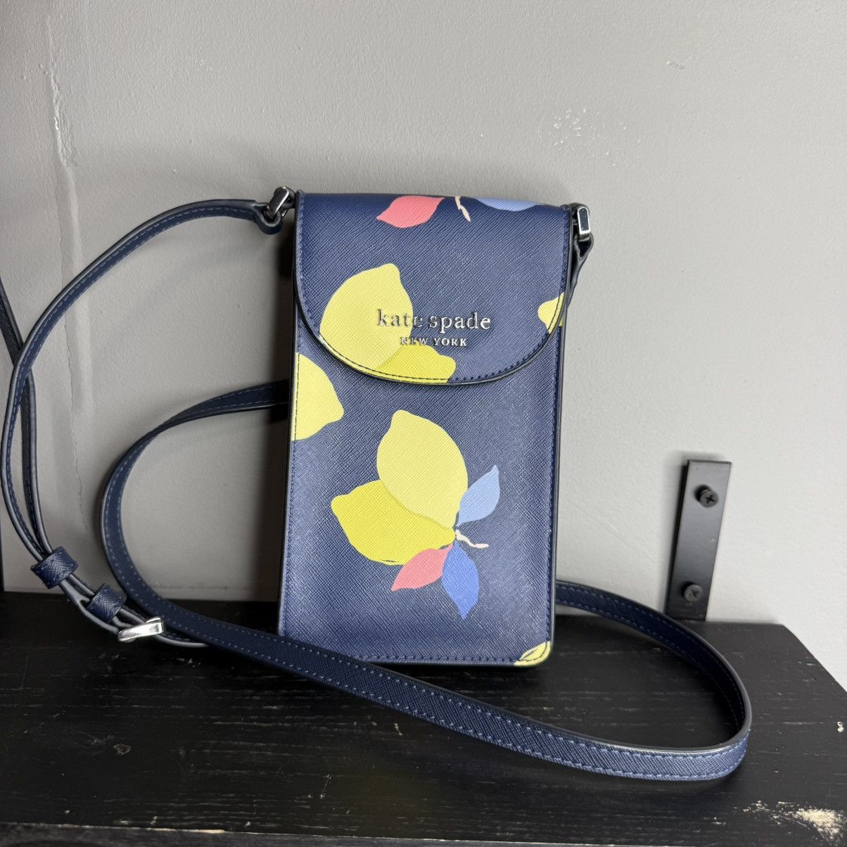 Kate Spade Navy Floral Crossbody Phone Pouch With Multicolor in Blue, Women's