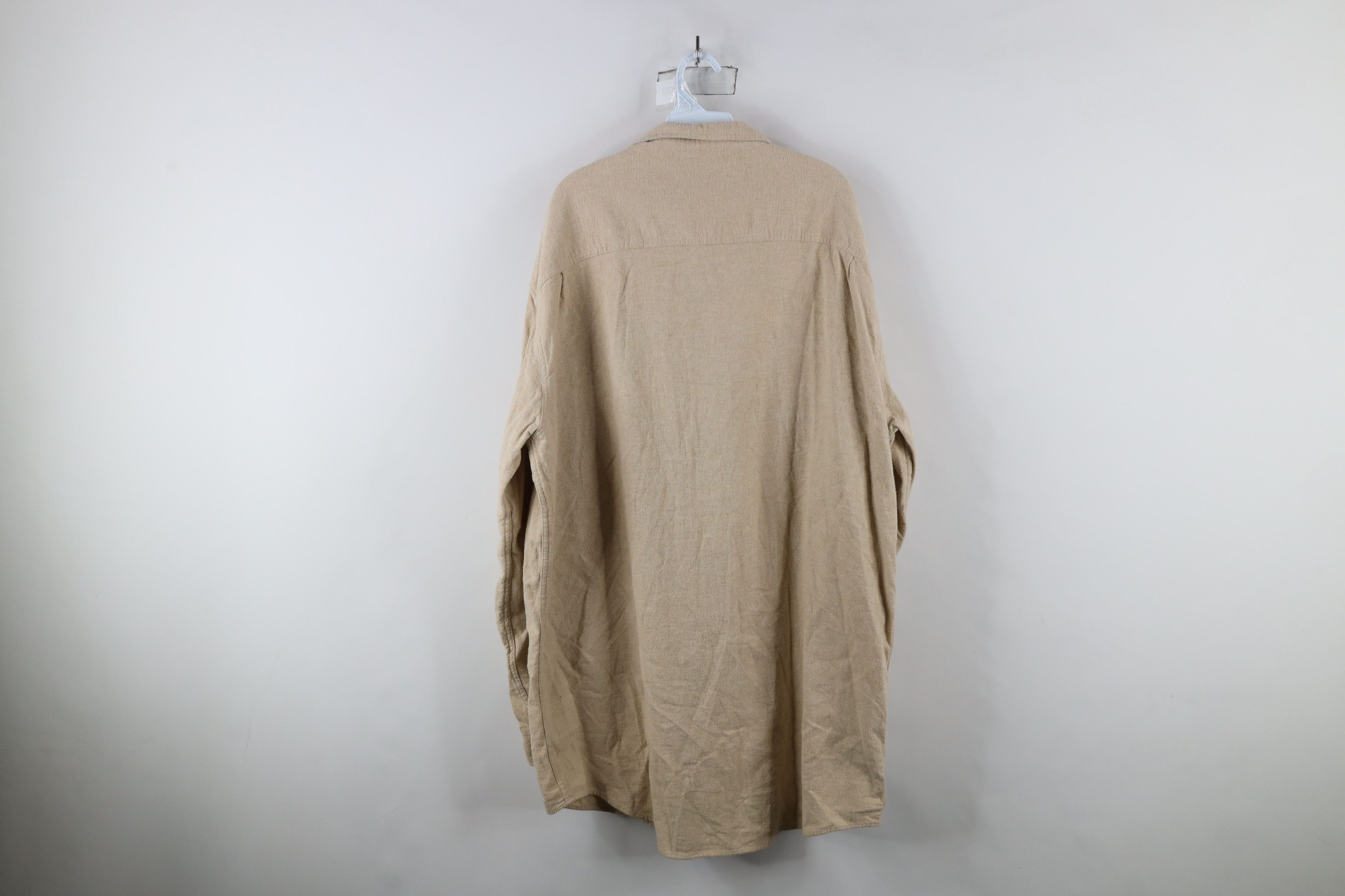 Vintage Vintage 90s Streetwear Chamois Cloth Button Shirt Beige Tan Size US XXL / EU 58 / 5 - 9 Thumbnail