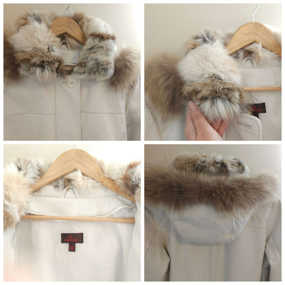 Danier 100% Leather Raccoon Fur Lining Rabbit Hooded Coat By Danier Size M / US 6-8 / IT 42-44 - 17 Thumbnail