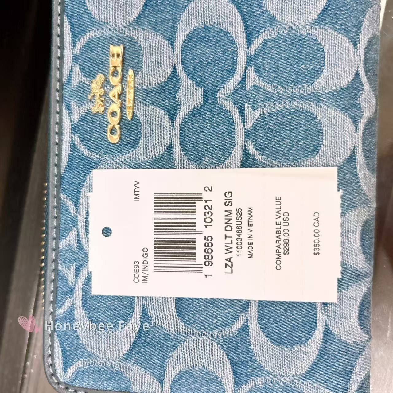 Coach Long Zip Around Wallet In Signature Denim CDE93 Size ONE SIZE - 5 Thumbnail