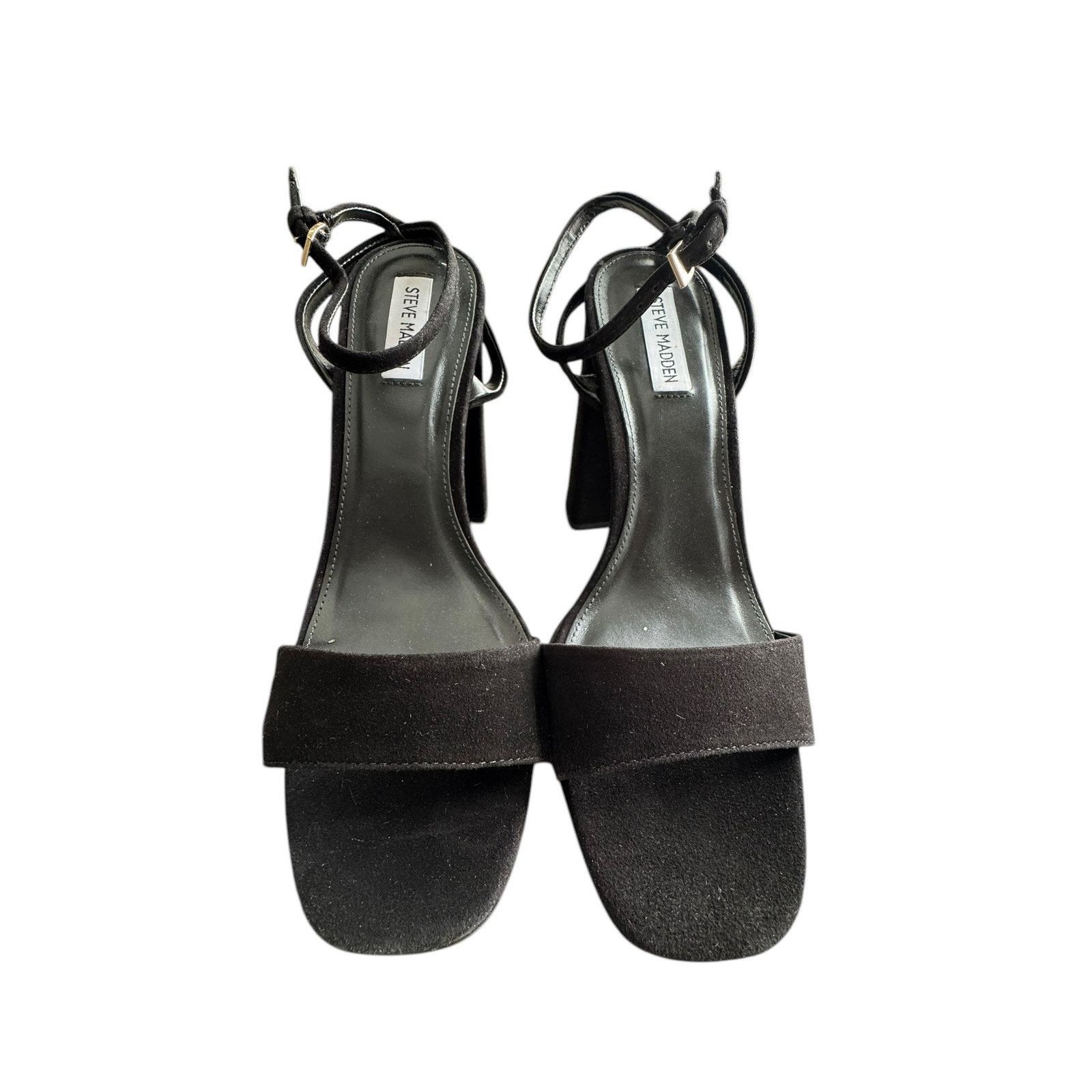 Steve Madden Steve Madden Lessa Sandals Platform Chunky Heels Black Suede Size US 10 / IT 40 - 2 Thumbnail