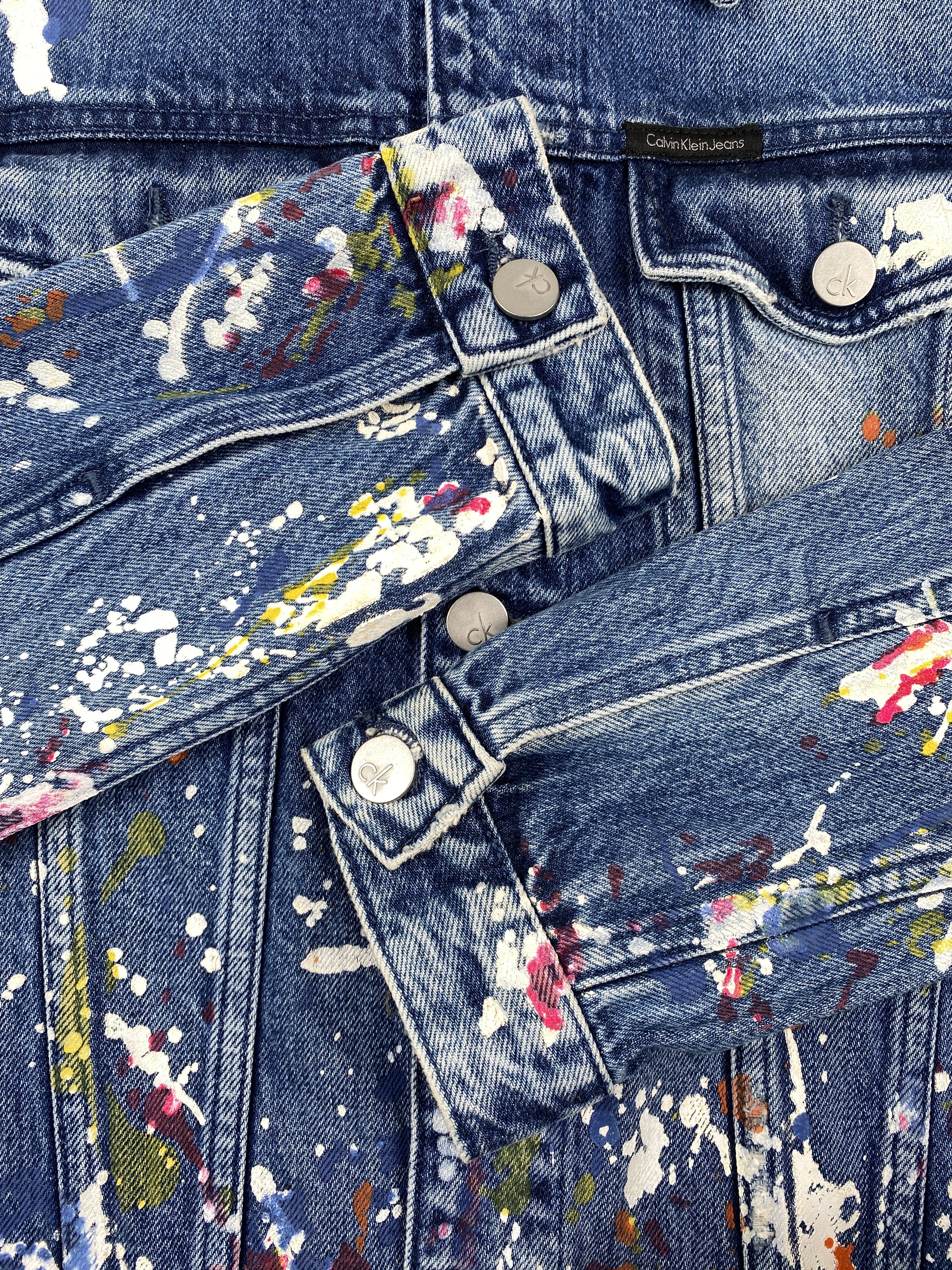 Calvin Klein Raf Simons 2014 Paint Splattered Denim Jacket Size US M / EU 48-50 / 2 - 11 Thumbnail
