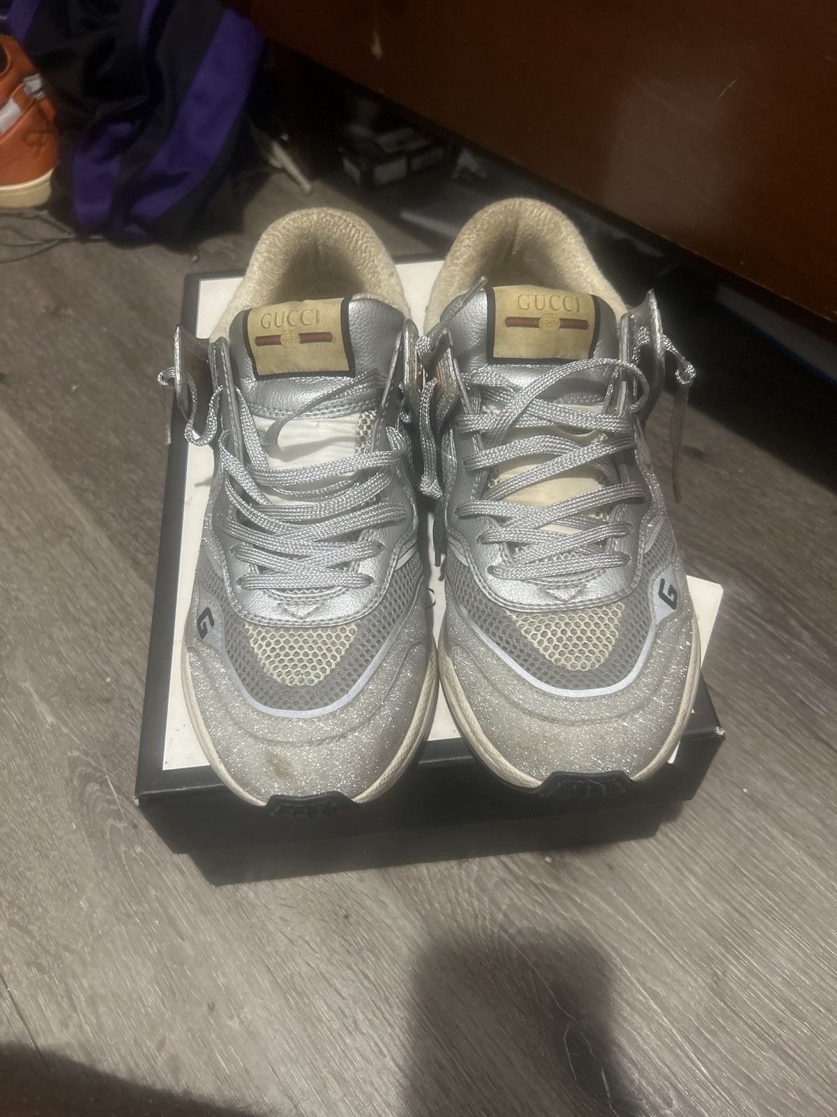 Gucci Gucci ultrapace silver glitter sneakers Size US 9.5 / EU 42-43 - 3 Thumbnail