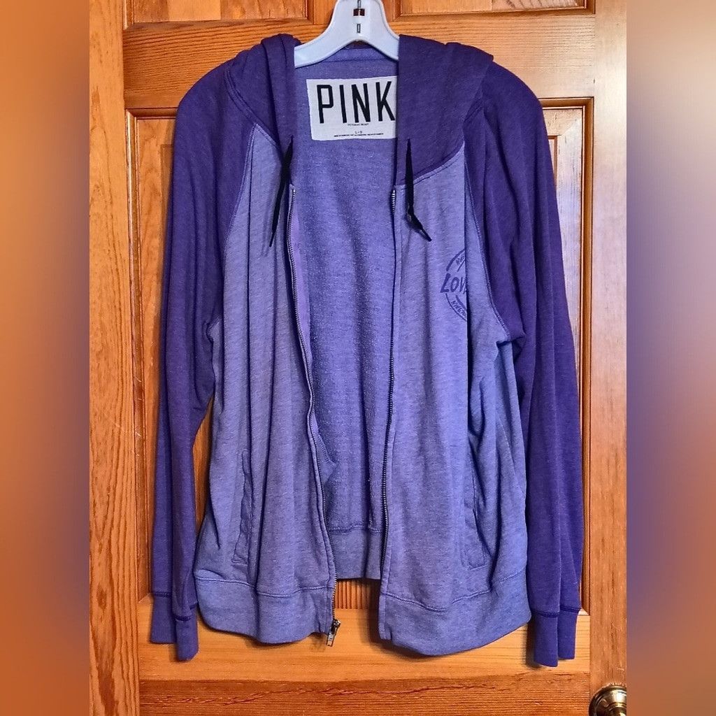 Victoria's Secret PINK by Victoria's Secret Purple Zip-Up Hoodie Size L / US 10 / IT 46 - 4 Thumbnail