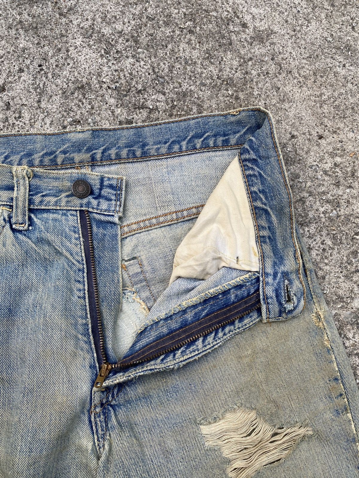 Vintage 60s Levis Orange Tab Capital E Distressed Flare Denim Size US 28 / EU 44 - 20 Thumbnail