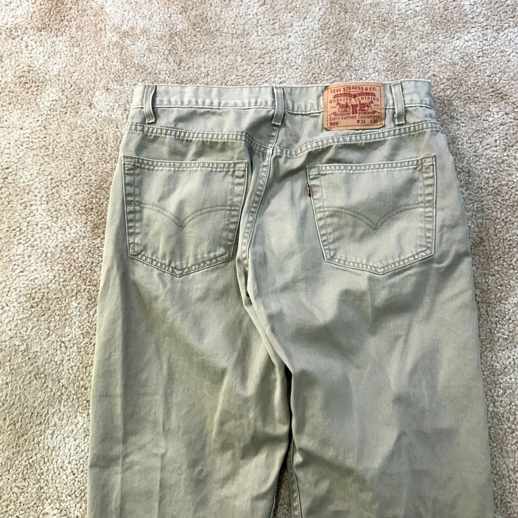Levi's VINTAGE Levi's 505 Regular Fit Jeans | Men | Beige Denim 34x30 | 5-Pocket Straight Leg | Distressed Navy Y2K Style Size US 34 / EU 50 - 6 Thumbnail