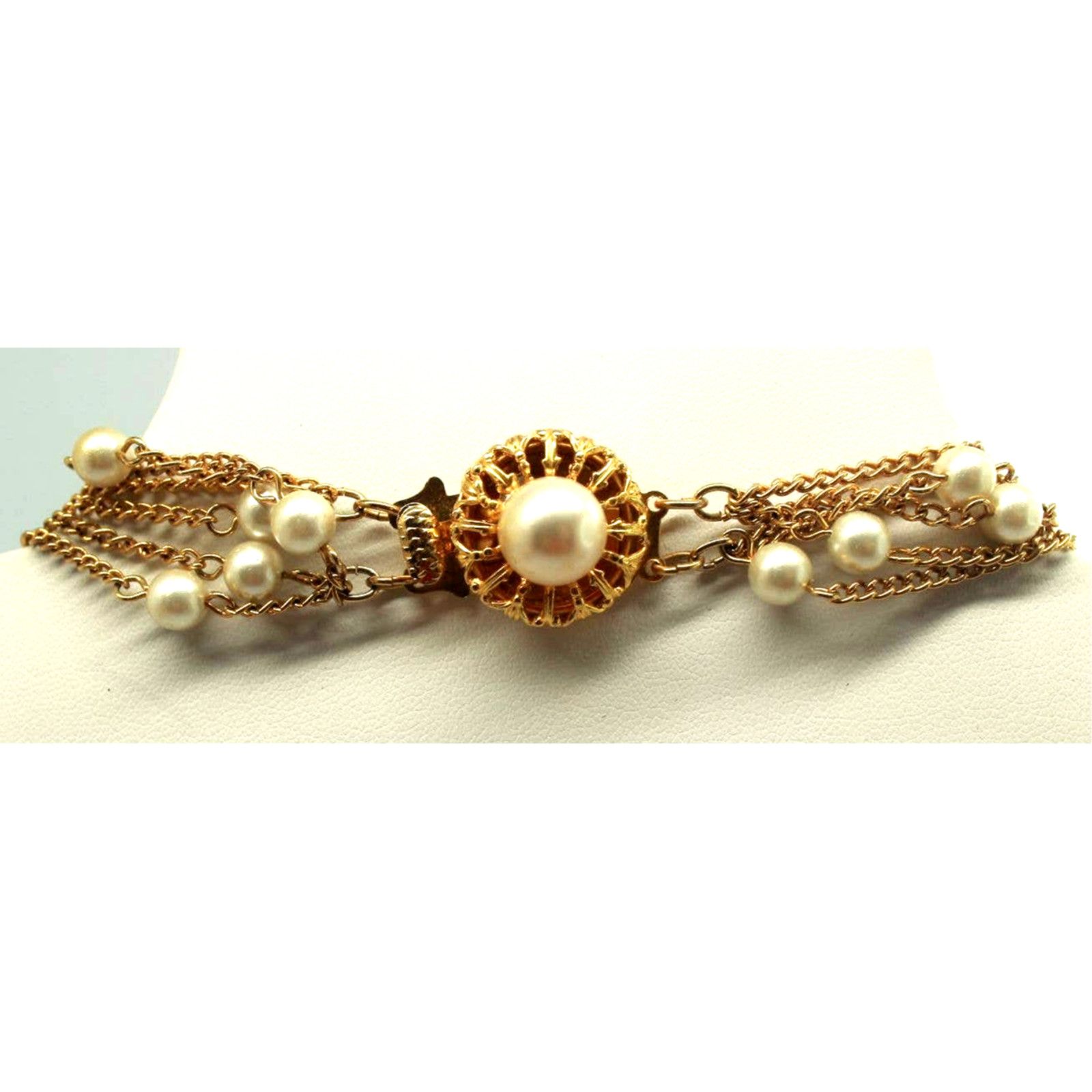 Other Six Goldtone Chains & Faux Pearl Necklace 23" Long Size ONE SIZE - 3 Thumbnail