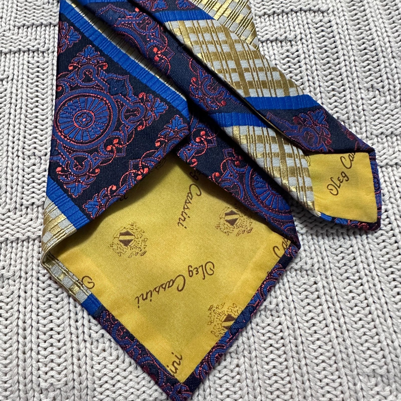 Oleg Cassini Vintage Oleg Cassini blue and gold paisley tie Size ONE SIZE - 3 Thumbnail