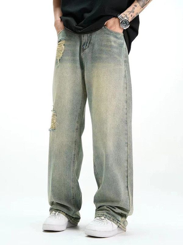 Vintage Men's Retro Casual Loose Straight Leg Ripped Jeans Size US 32 / EU 48 - 1 Thumbnail