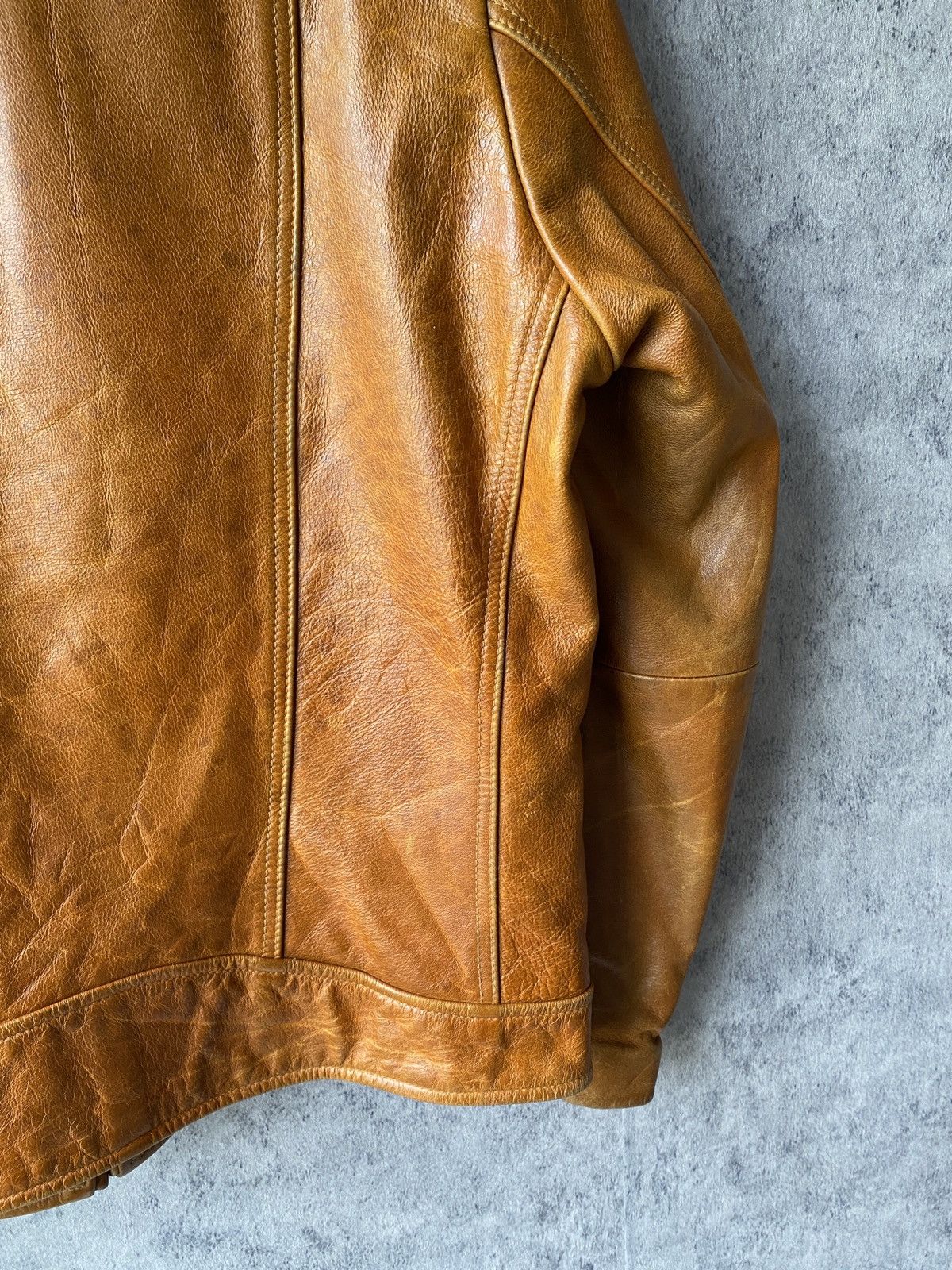 Japanese Brand Vintage Uniqlo Patina Design Leather Jacket Size US M / EU 48-50 / 2 - 12 Thumbnail