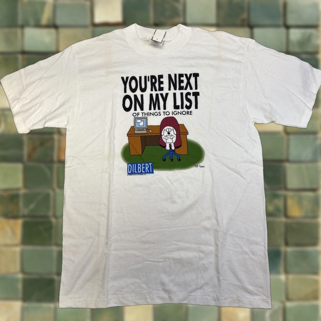 Vintage Power Pro Dilbert Graphic T Shirt Men’s L White You’re On My List NWT Mens T-Shirt Dilbert Cartoon Funny Comics Size US L / EU 52-54 / 3 - 1 Thumbnail