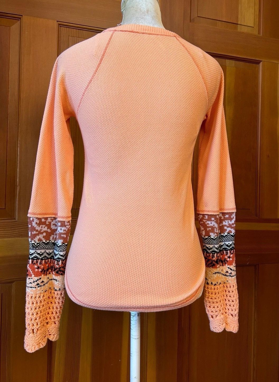Free People NWOT, Free People Desert The Mix Cuff Henley Thermal Orange Size S / US 4 / IT 40 - 3 Thumbnail