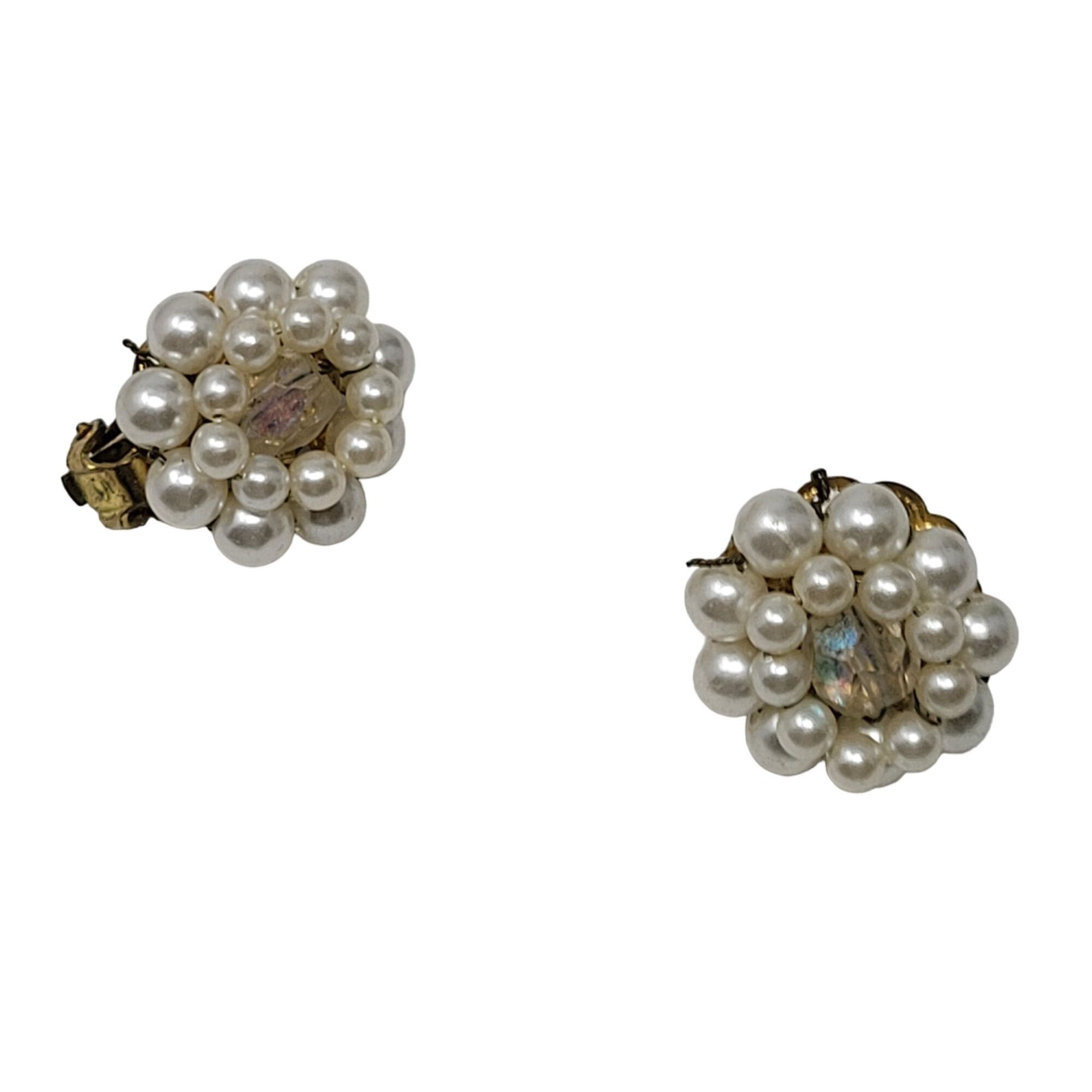 Vintage Vtg 50s Signed Japan Gold Tone Faux Pearl Clip-On Earrings Size ONE SIZE - 7 Thumbnail