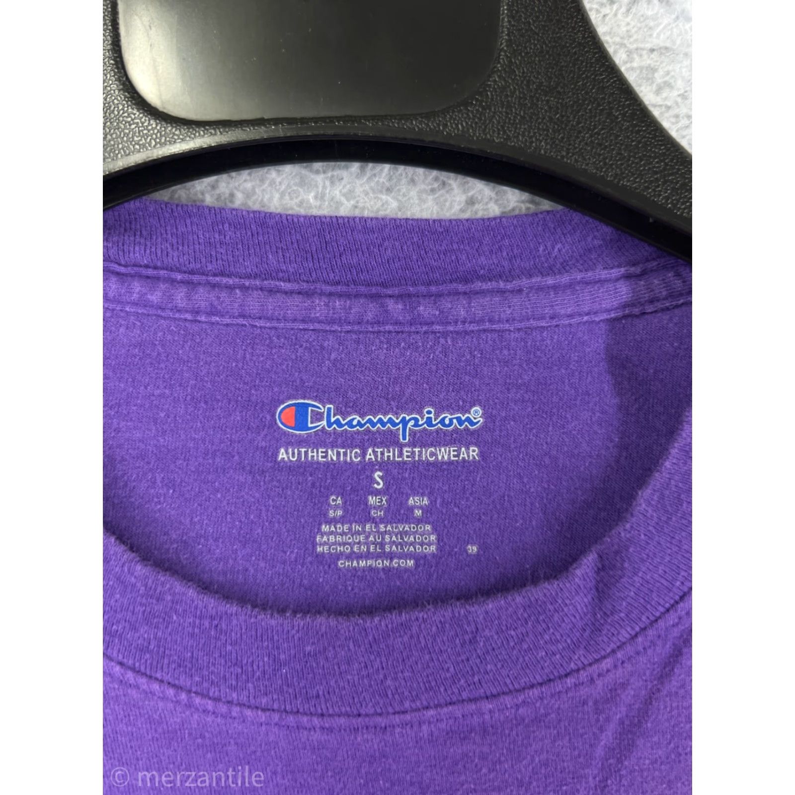 Champion Champion Shirt Mens Small Purple Spellout Logo Short Sleeve Crew Cotton Blend Size US S / EU 44-46 / 1 - 4 Thumbnail