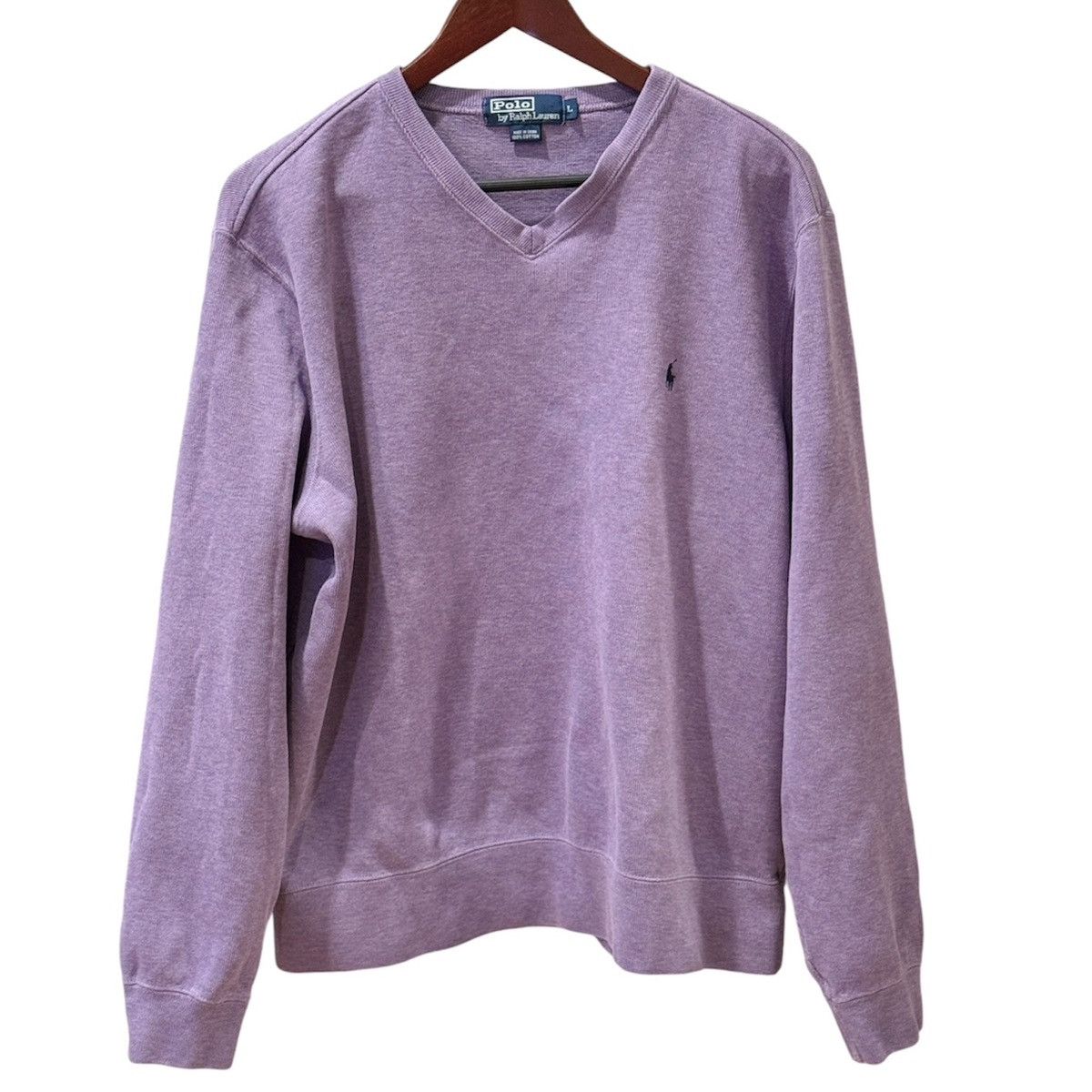 Polo Ralph Lauren Vintage 90s Ralph Lauren Purple Sweatshirt Vneck L Size US L / EU 52-54 / 3 - 1 Thumbnail