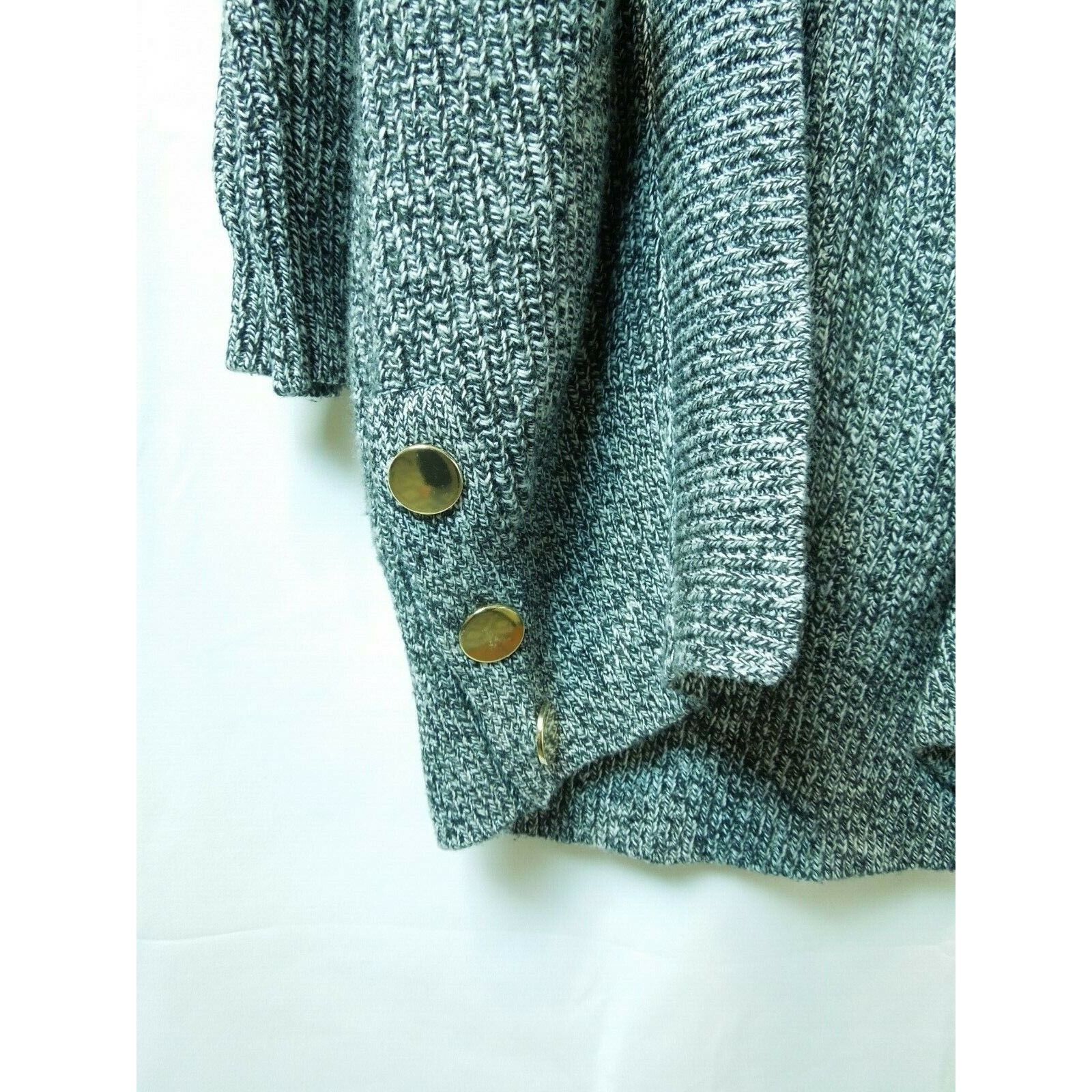 Gap Women's Gap Black White Long Thick Knitted Cardigan w/ Gold Size XS / US 0-2 / IT 36-38 - 3 Thumbnail