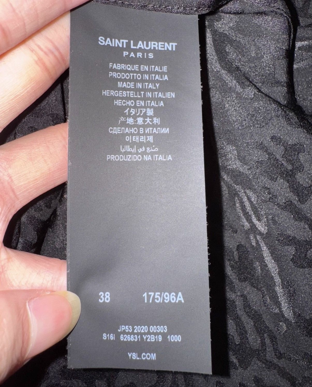 Saint Laurent Paris SLP 20FW Runway Silk Tone-on-Tone All-Over Thorn Print Shirt Size US M / EU 48-50 / 2 - 8 Thumbnail