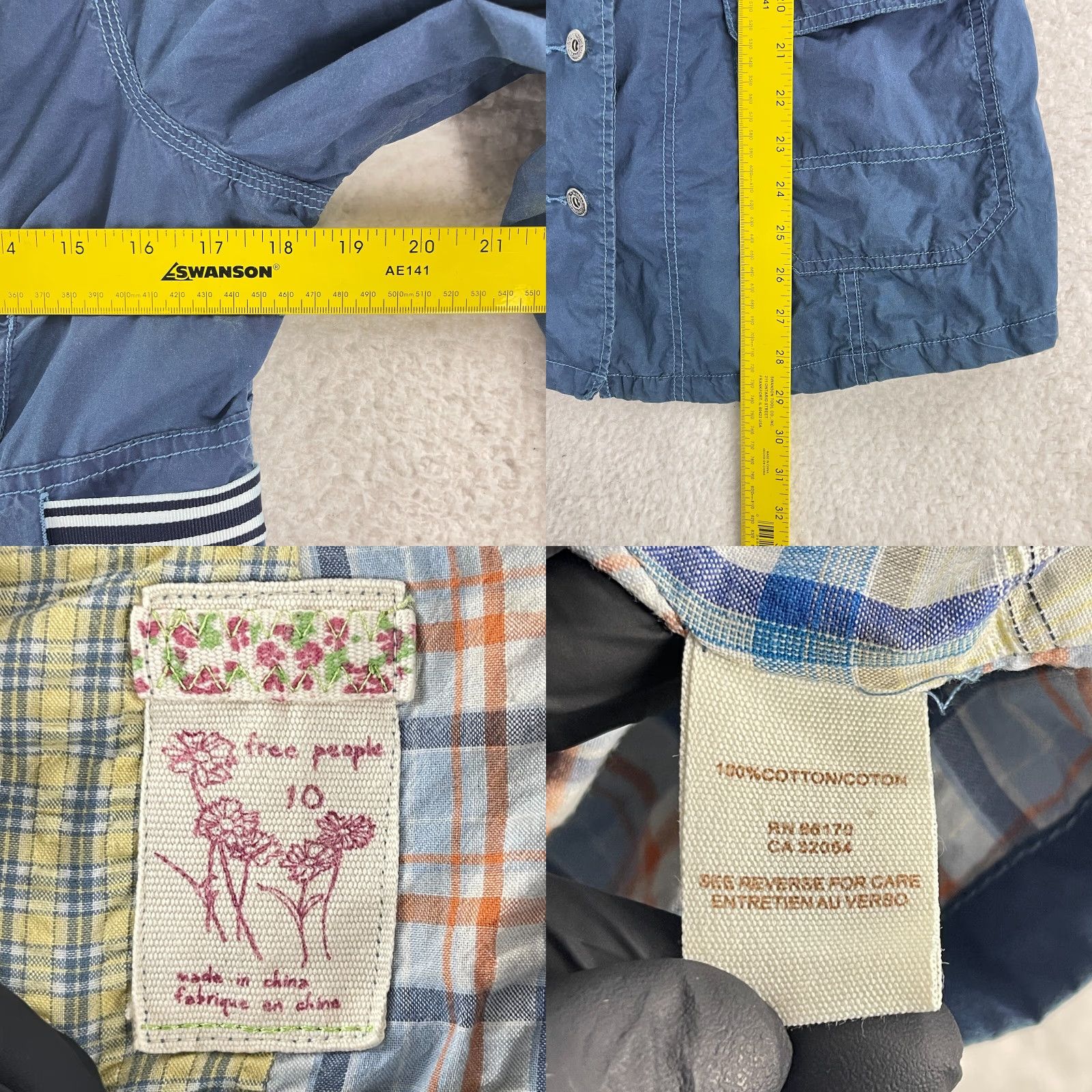Free People Free People Blue Button-Front Trench Coat Jacket Womens Size 10 Size L / US 10 / IT 46 - 8 Thumbnail