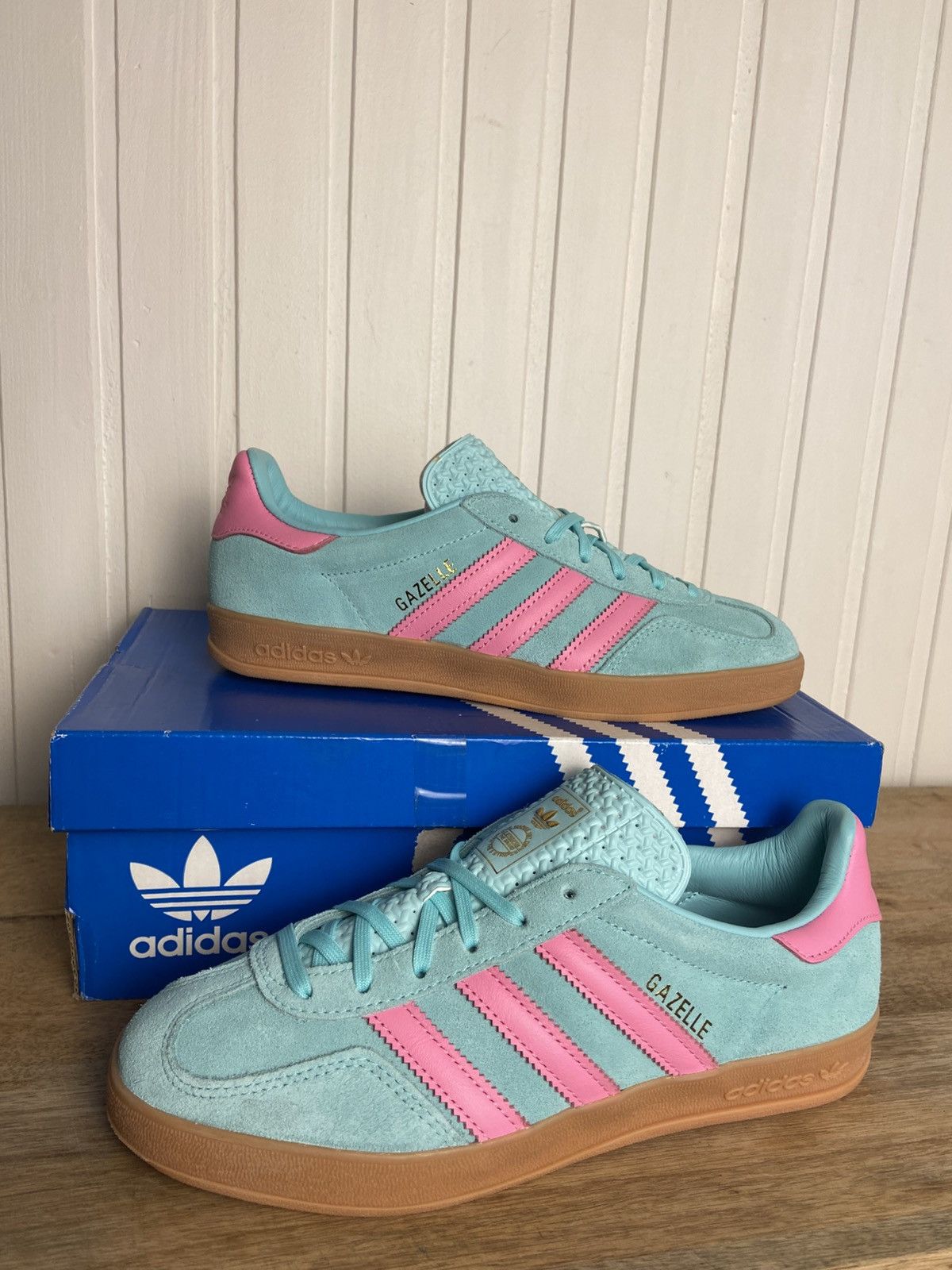 Adidas New rare adidas Gazelle Indoor "Aqua Pink" size 8US Size US 8 / IT 38 - 9 Thumbnail