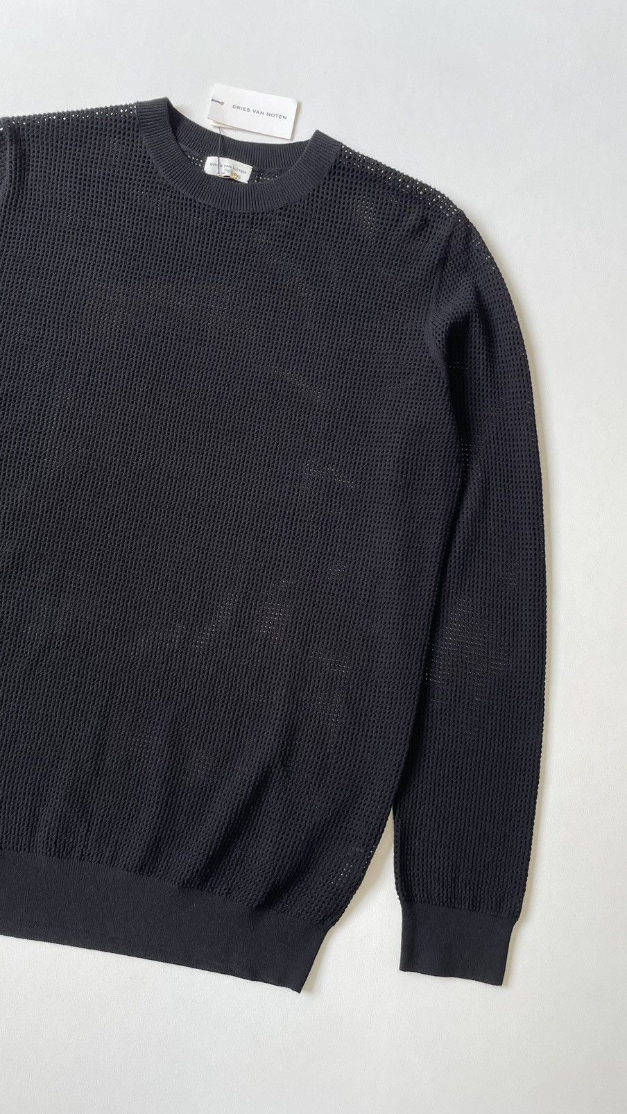Dries Van Noten Black Tech Mesh Knit Sweater Size US L / EU 52-54 / 3 - 6 Thumbnail