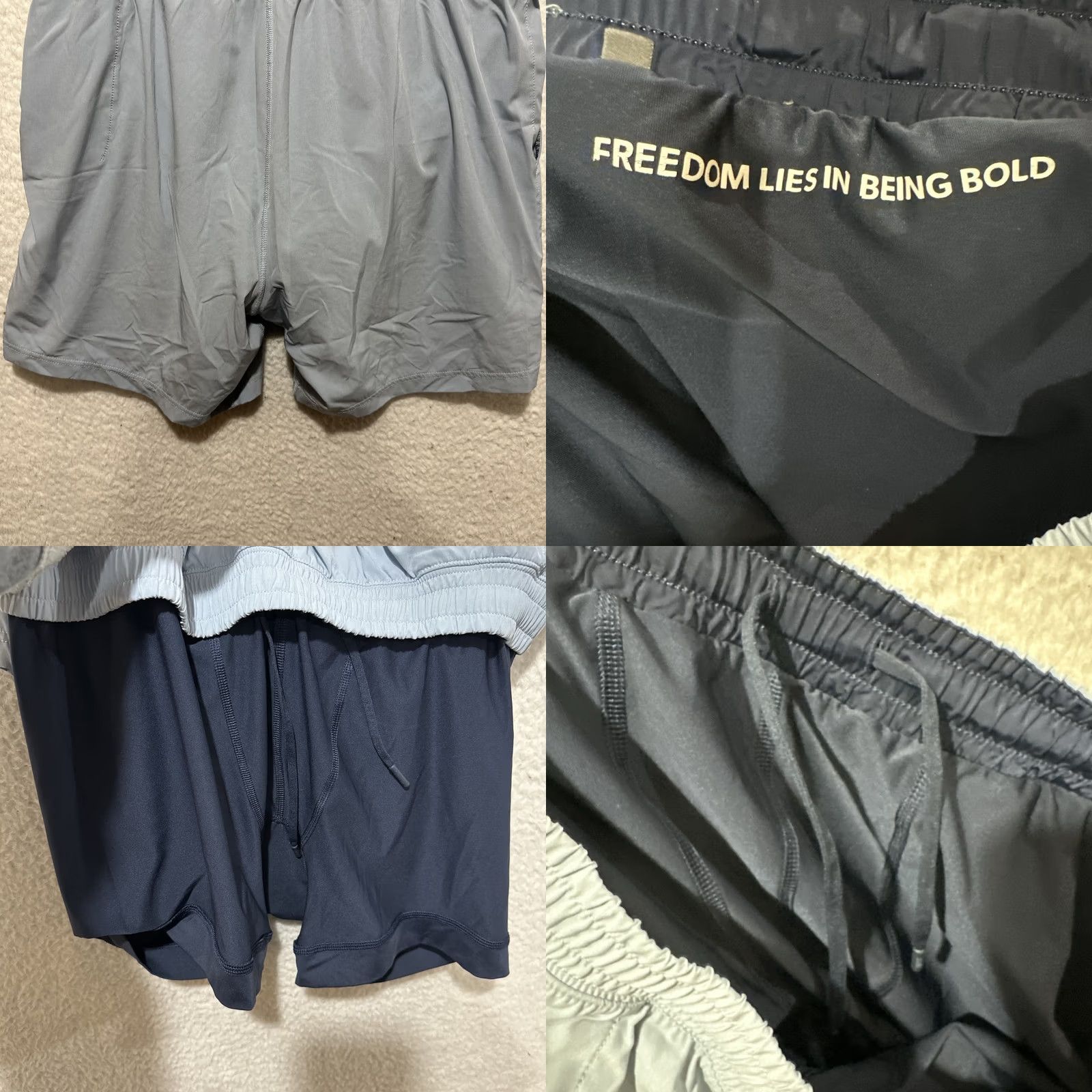 Rhone Rhone Shorts Men's L Blue Performance Athletic Drawstring Zip Pocket Black Lined Size US 33 - 8 Thumbnail