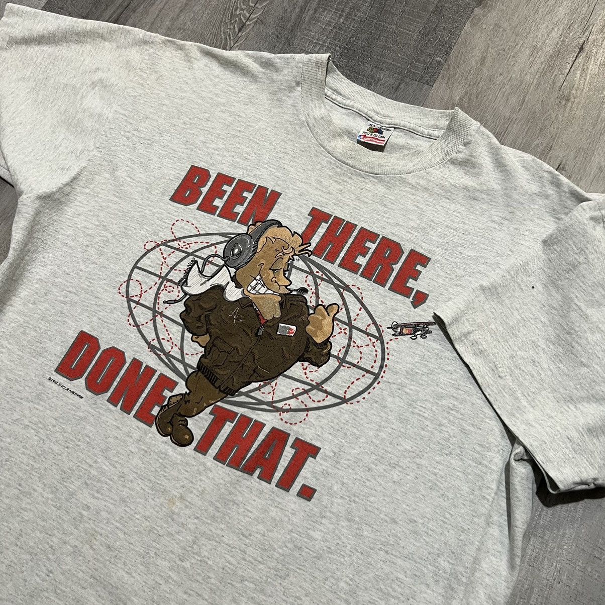 Fruit Of The Loom × Vintage VTG Aviator Pilot Been There Done That Flight Plane T Shirt Size US XL / EU 56 / 4 - 3 Thumbnail