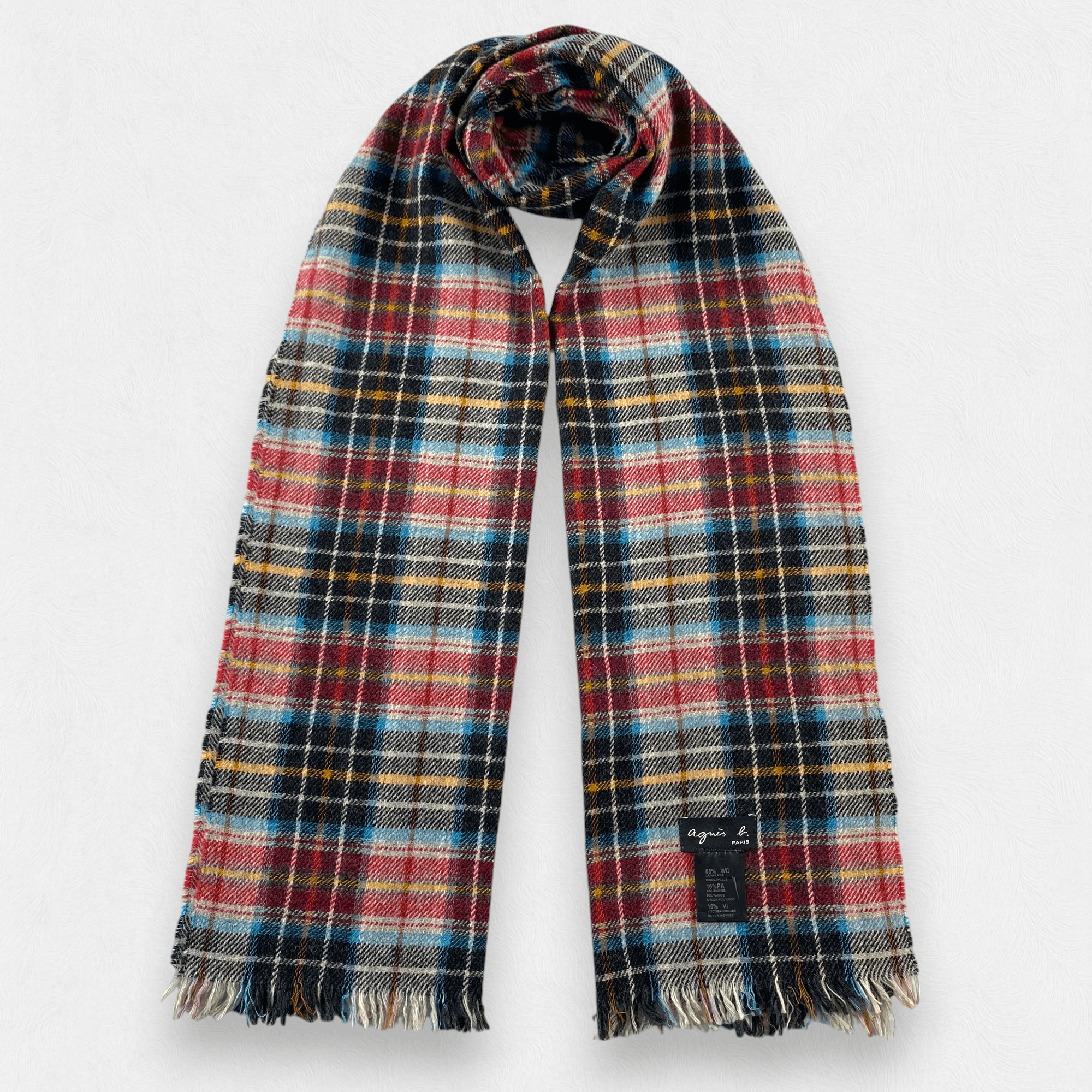 agnes b. Agnes B. Scarf Plaid Neck Wrap Wool Muffler Size ONE SIZE - 1 Thumbnail