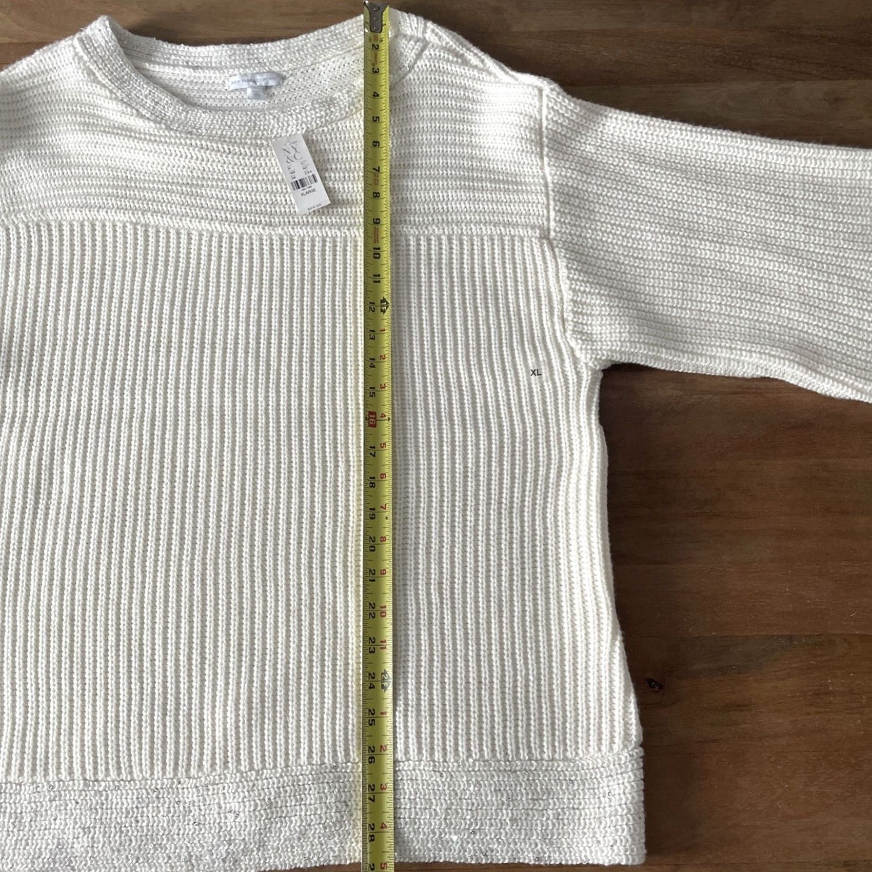 Vintage New York & Co Sweater Womens XL White Boxy Round Neck Relaxed Boho Christmas City Classic Winter Boho Pullover Mens Womens Size XL / US 12-14 / IT 48-50 - 6 Thumbnail