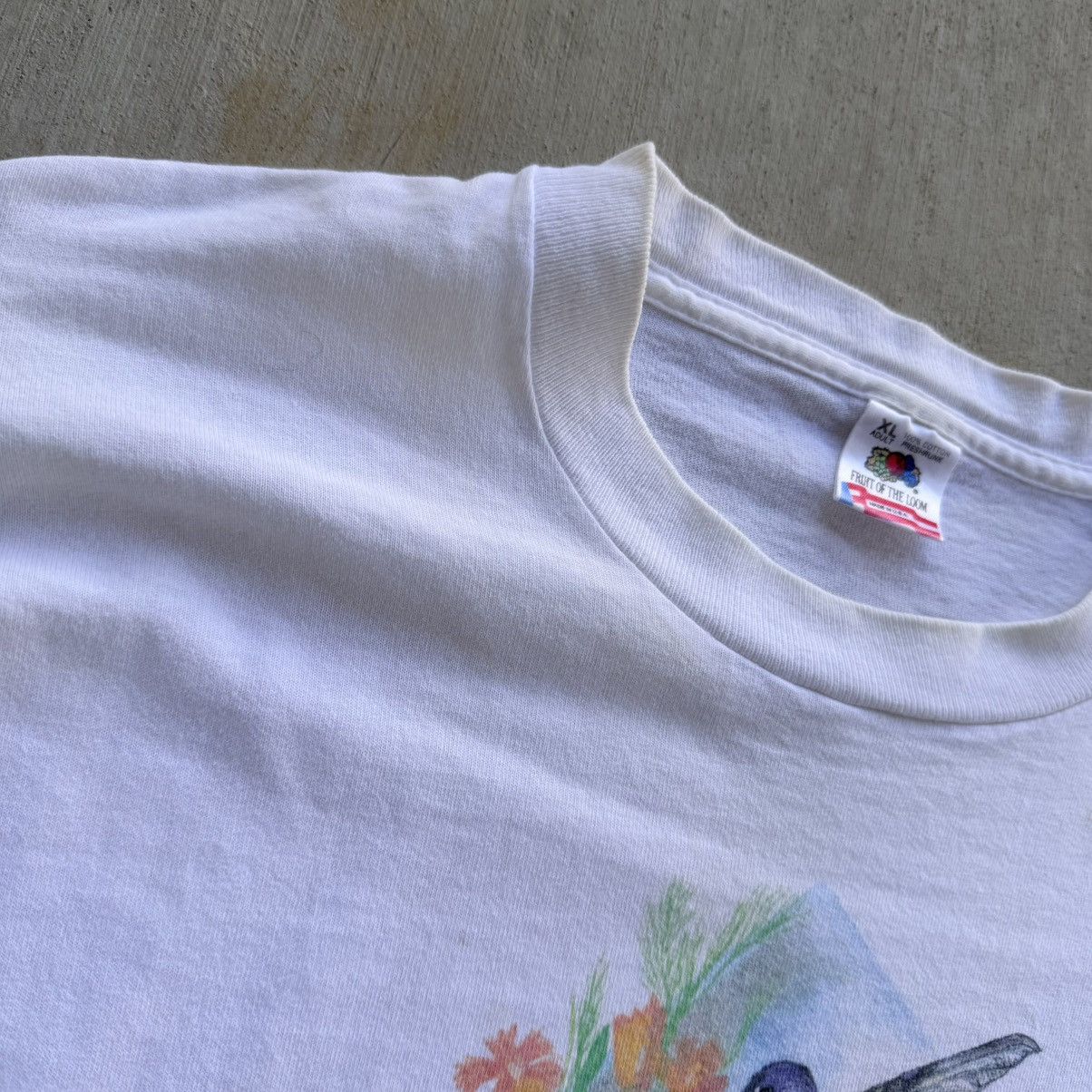 Fruit Of The Loom Vintage Hummingbird Art T Shirt 90s Single Stitch FOTL XL Size US XL / EU 56 / 4 - 6 Thumbnail