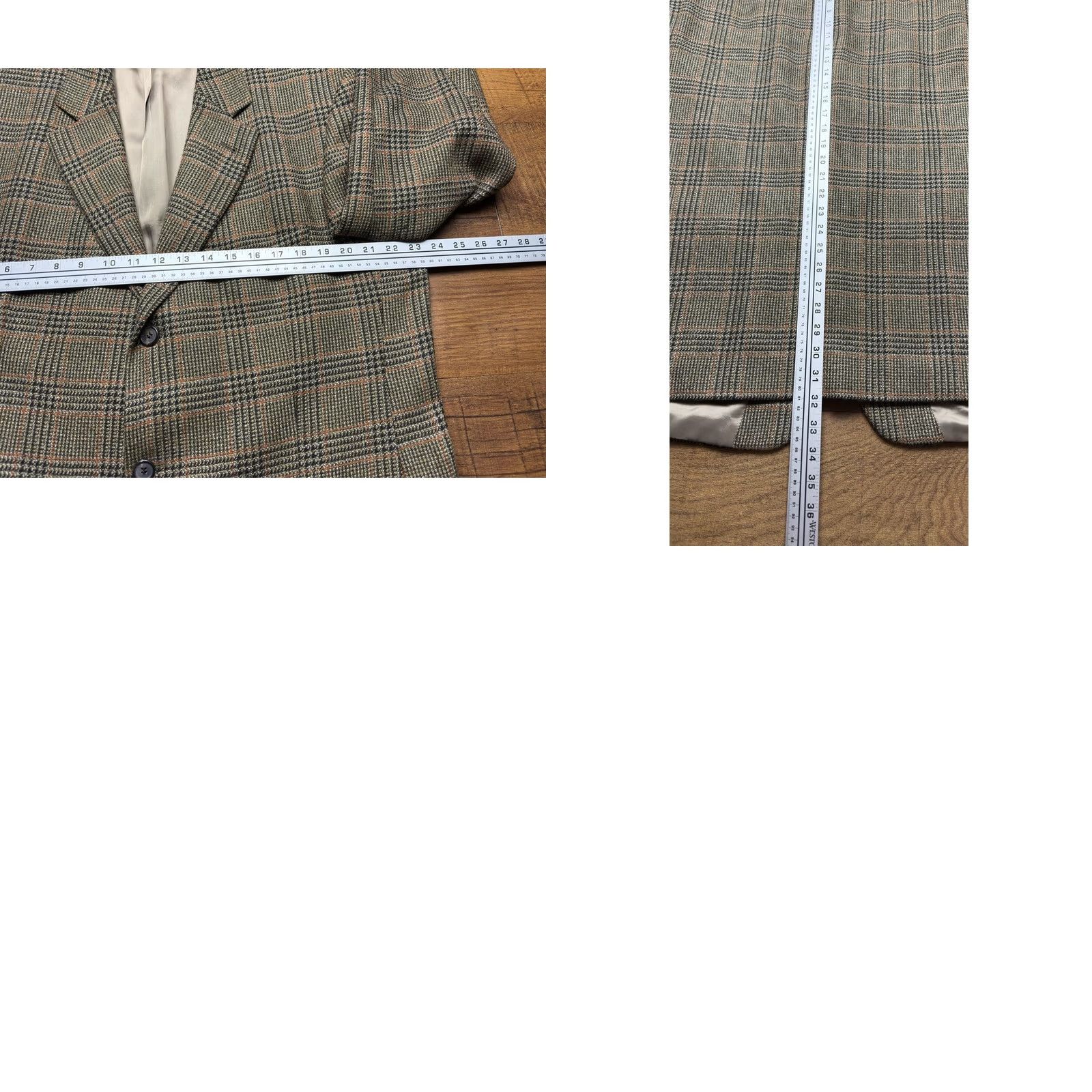 Hugo Boss VINTAGE Hugo Boss Blazer Jacket Houndstooth Plaid Wool 44R Mens Brown Wool USA Made Modern Fit Size 44R - 9 Thumbnail