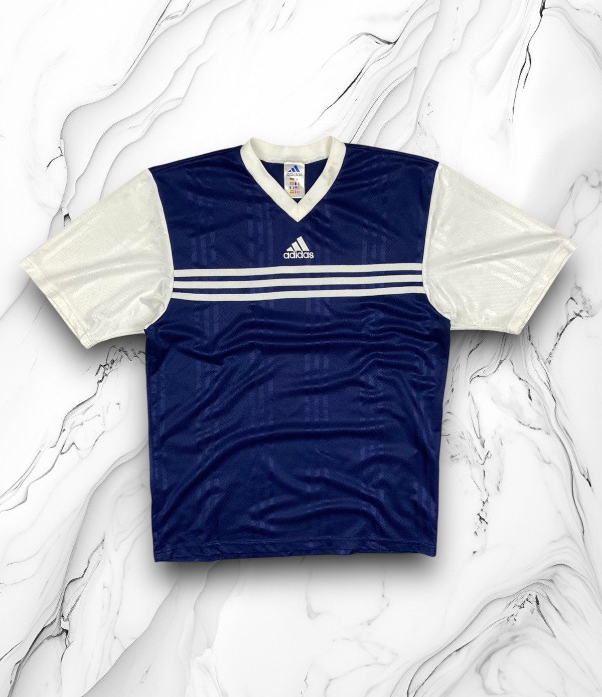 Adidas × Vintage Vintage 00s Adidas Center Logo Y2K Drill Tee Jersey Size US M / EU 48-50 / 2 - 1 Thumbnail