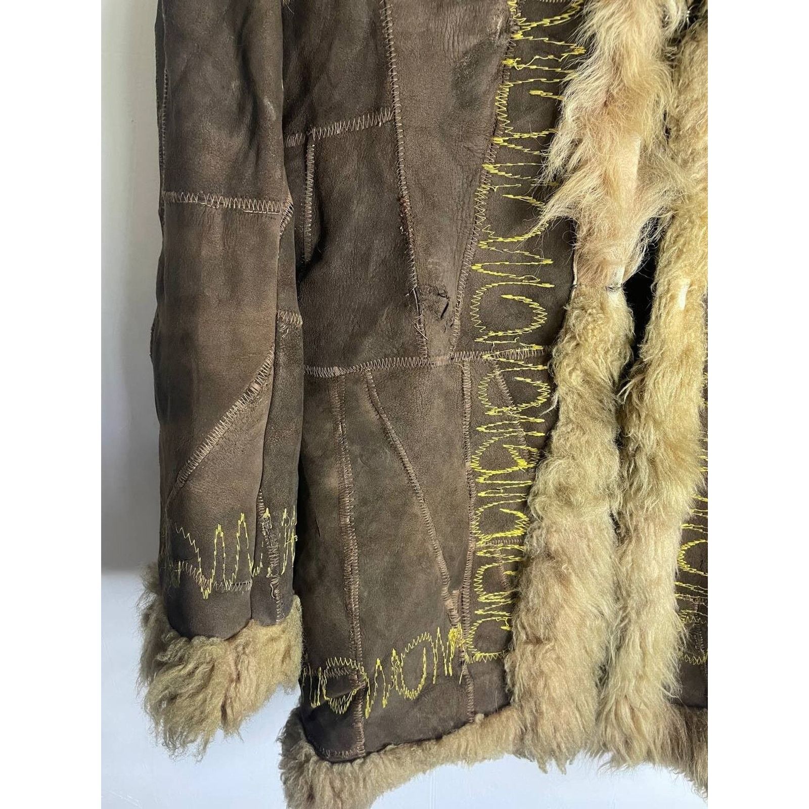 Japanese Brand × Vintage Vintage Shearling Coat Brown Suede Embroidered Jacket Size M Size M / US 6-8 / IT 42-44 - 5 Thumbnail
