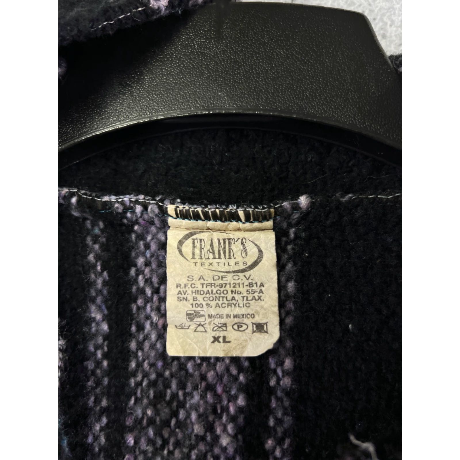 Vintage Franks Hoodie Men XL Purple Black Pocket Sweater Acrylic Drug Rug Crew Neck Pullover All Seasons Hooded Pockets Size US XL / EU 56 / 4 - 3 Thumbnail