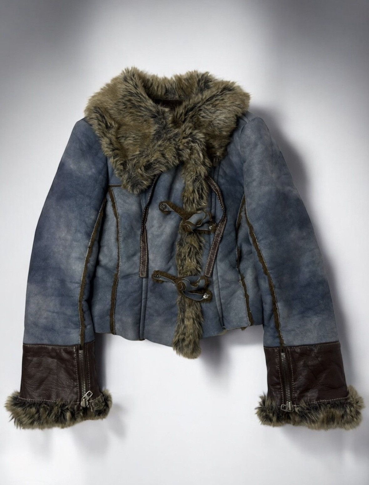 Miss sixty 60 avant garde cropped faux fur coat jacket y2k
