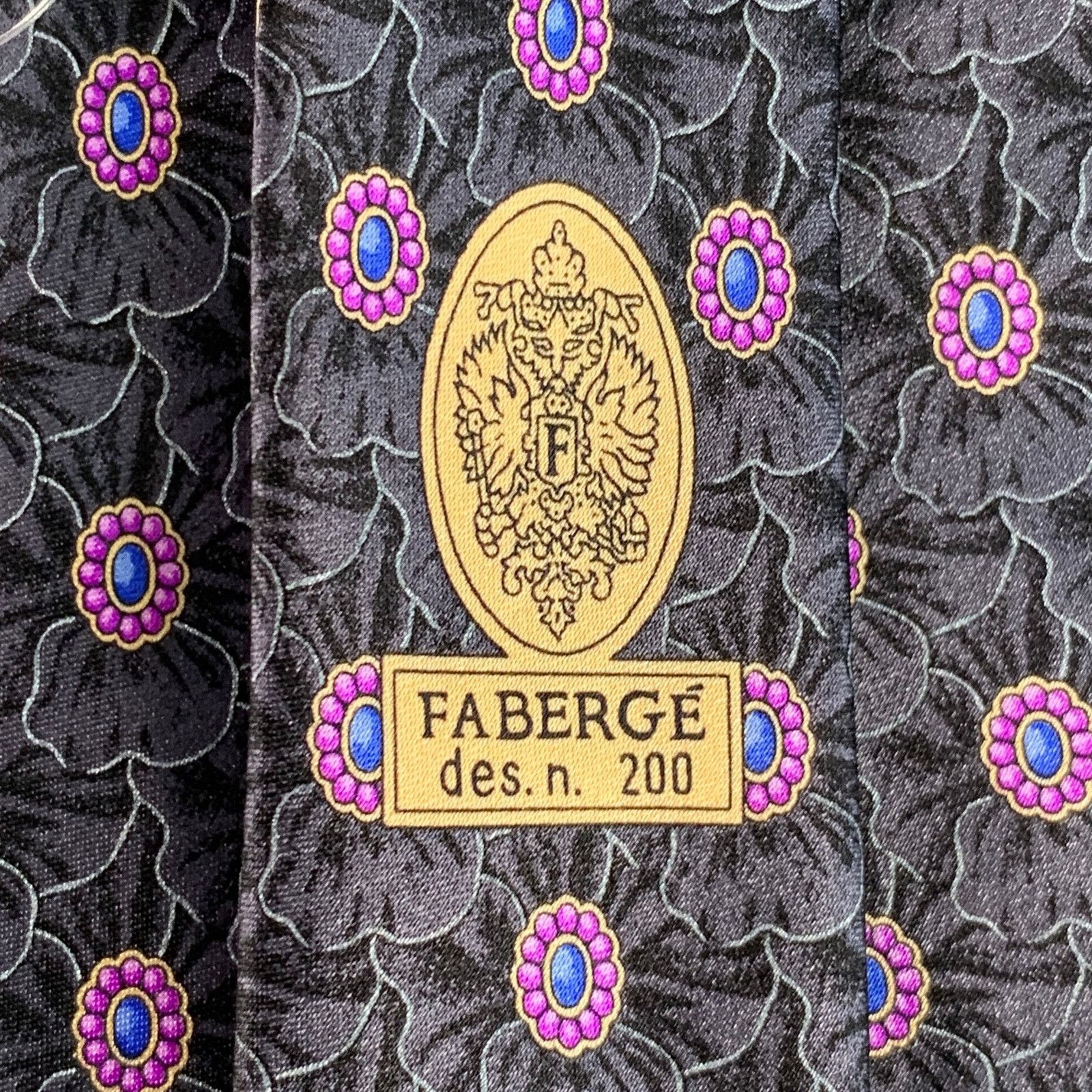 Other FABERGE Grey Purple Abstract Floral Silk Tie Size ONE SIZE - 4 Thumbnail